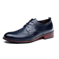 Herren Leder formelle Schuhe Business Oxford Derby Schuhe Brogue Retro Kleid Schuhe für Männer, blau, 47 EU von EDITCOZY