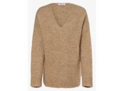 EDITED Pullover mit Alpaka-Anteil Damen Wolle V-Ausschnitt meliert, beige von EDITED