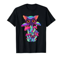 Trippy Cat Mushroom EDM Festival DJ Psychedelic T-Shirt von EDM DJ Festival Outfit für Männer und Frauen