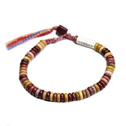 EDMER Naturstein-Seil-Armbänder, Perlen for Damen, handgefertigte Armreifen, 6 mm, Mookait, 17 cm Steine (Color : Mookaite, Size : 17CM) von EDMER