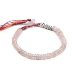 EDMER Naturstein-Seil-Armbänder Perlen für Frauen handgefertigte Armreifen 6 mm, Mookait, 17 cm Kristallstein (Farbe: Weiß, Größe: 19 cm) von EDMER