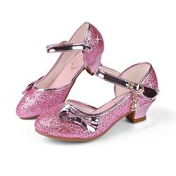 EDOSIR Mädchen Tanzschuhe Glitzer Shinning Abendschuhe Bowknot Low Heels 3Rosa Größe 34 CN(33 EU) Kleine Mädchen Mary Jane schuhe Dress Up Prinzessin Schuhe Geburtstag Hochzeit von EDOSIR