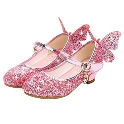 EDOSIR Mädchen Tanzschuhe Glitzer Shinning Abendschuhe Bowknot Low Heels Kleine Mädchen Mary Jane Schuhe Dress Up Prinzessin Schuhe Geburtstag Hochzeit, 8 Rosa, 30 EU von EDOSIR