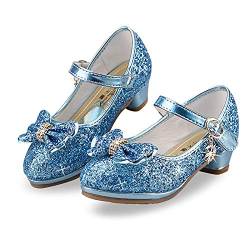 Mädchen Tanzschuhe Glitzer Shinning Abendschuhe Bowknot Low Heels 1Blau Größe 29 CN(28 EU) Kleine Mädchen Mary Jane Schuhe Dress Up Prinzessin Schuhe Geburtstag Hochzeit von EDOSIR