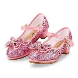 Mädchen Tanzschuhe Glitzer Shinning Abendschuhe Bowknot Low Heels 1Rosa Größe 29 CN(28 EU) Kleine Mädchen Mary Jane Schuhe Dress Up Prinzessin Schuhe Geburtstag Hochzeit von EDOSIR