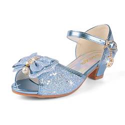 Mädchen Tanzschuhe Glitzer Shinning Abendschuhe Bowknot Low Heels 2Blau Größe 32 CN(31 EU) Kleine Mädchen Mary Jane Schuhe Dress Up Prinzessin Schuhe Geburtstag Hochzeit von EDOSIR