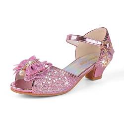 Mädchen Tanzschuhe Glitzer Shinning Abendschuhe Bowknot Low Heels 2Rosa Größe 26 CN(25 EU) Kleine Mädchen Mary Jane Schuhe Dress Up Prinzessin Schuhe Geburtstag Hochzeit von EDOSIR