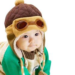 EDOTON Baby Kinder Earflap Hut, Winter Warme Pilot Flieger Mütze Wintermützen für Mädchen Jungen 6 Monate -3 Jahre (Kaffee) von EDOTON