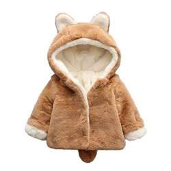 EDOTON Baby Kleinkind Mädchen Faux Pelz Mantel Winterjacke Kinderjacken Warm Winter Jacken Dicke Kleidung Oberbekleidung (0-6 Monate, Braun) von EDOTON