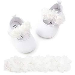 EDOTON Baby Mädchen Maria Jane Wohnungen Funkelnd Sanft Sohle Säugling Prinzessin Kleid Ballett Krippe Schuhe Zuerst Gehhilfe Schuhe mit Frei Baby Blumen Stirnband von EDOTON