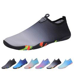 EDOTON Badeschuhe Herren Damen Wasserschuhe Aquaschuhe Sommer Schwimmschuhe Strandschuhe Leichte Barfußschuhe Schnell Trockene Surfschuhe(45 EU,weiß grau und schwarz) von EDOTON