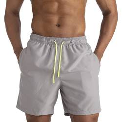 EDOTON Herren Badeshorts, schnelltrocknend wasserdicht Herren Badeshorts mit Taschen Schwimmen/Surfen/Freizeit (S, Weiß) von EDOTON