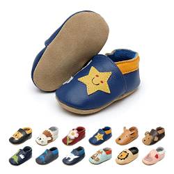 EDOTON Krabbelschuhe Baby LederLauflernschuhe Mädchen mit weichen Wildledersohlen Lederschuhe Baby Jungen Mädchen Hausschuhe 0-24 Monate von EDOTON