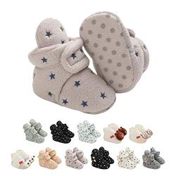 EDOTON Unisex-Baby Neugeborenes Fleece Booties, Baby Jungen Mädchen Weiche Sohlen Streifen Bootie Kleinkind Stiefel Niedlich Stiefel Socke Einstellbar von EDOTON