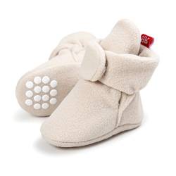 EDOTON Unisex Neugeborenes Schneestiefel Weiche Sohlen Streifen Bootie Kleinkind Stiefel Niedlich Stiefel Socke Einstellbar (0-6 Monate, Khaki) von EDOTON