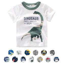 Unisex Baby T-Shirt Baumwolle Süß Karikatur Tier Muster Tops für 1-7 Jahre Alt (1-2 Jahre, E Dinosaurier Weiß) von EDOTON