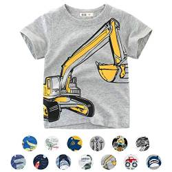 Unisex Baby T-Shirt Baumwolle Süß Karikatur Tier Muster Tops für 1-7 Jahre Alt (1-2 Jahre, Grau Bagger) von EDOTON