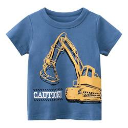 Unisex Baby T-Shirt Baumwolle Süß Karikatur Tier Muster Tops für 1-7 Jahre Alt (1-2 Jahre, H Blauer Bagger) von EDOTON