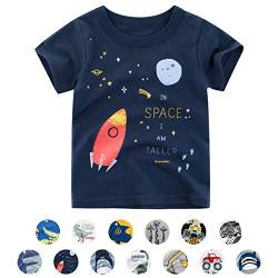 Unisex Baby T-Shirt Baumwolle Süß Karikatur Tier Muster Tops für 1-7 Jahre Alt (3-4 Jahre, E Marine Rakete) von EDOTON