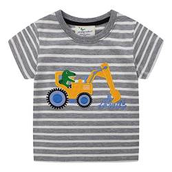 Unisex Baby T-Shirt Baumwolle Süß Karikatur Tier Muster Tops für 1-7 Jahre Alt (3-4 Jahre, H Streifen Bagger) von EDOTON