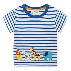 Unisex Baby T-Shirt Baumwolle Süß Karikatur Tier Muster Tops für 1-7 Jahre Alt (3-4 Jahre, H Tierische Streifen) von EDOTON