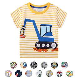 Unisex Baby T-Shirt Baumwolle Süß Karikatur Tier Muster Tops für 1-7 Jahre Alt (4-5 Jahre, 5T, 100-110, F Gelb Streifen) von EDOTON