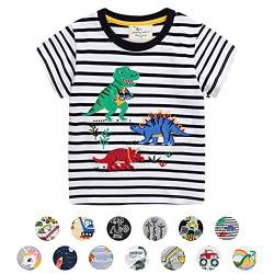 Unisex Baby T-Shirt Baumwolle Süß Karikatur Tier Muster Tops für 1-7 Jahre Alt (4-5 Jahre, F Schwarz Streifen) von EDOTON