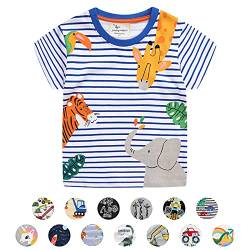 Unisex Baby T-Shirt Baumwolle Süß Karikatur Tier Muster Tops für 1-7 Jahre Alt (5-6 Jahre, F Blau Streifen) von EDOTON