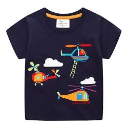 Unisex Baby T-Shirt Baumwolle Süß Karikatur Tier Muster Tops für 1-7 Jahre Alt (5-6 Jahre, H Hubschrauber) von EDOTON