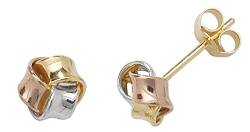 9 Karat (375) Tricolor Gold Damen - Paar Ohrstecker - 6mm*6mm WJS14304 von EDS Jewels