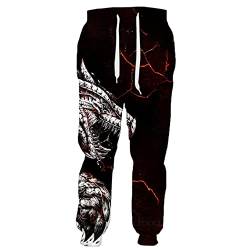 Animal Wolf Dragon 3D Print Pants Herren Damen Jogginghose Harajuku Streetwear Sweatpants, Hose 4, 27-32 von EDSNHG