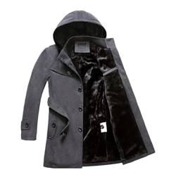 Winter Trenchcoat Herren Lang Overcoat Wolle Outwear Dicke Wolljacken, grau, XXXL von EDSNHG