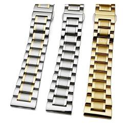 EDVENA Edelstahl Uhrenarmband Strap 12/14/16/18 / 19/20/20/12/21/22/4mm Mens Massivmetall Armband Silber Schwarzes Gold Kompatibel mit Quarzuhr (Color : Black, Size : 22MM) von EDVENA