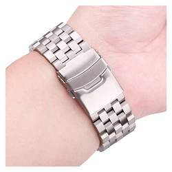 EDVENA Edelstahl Watch Strap Armband 18mm 20mm 22mm 24mm Frauen Männer Massive Metall gebürstet Uhr Band Kompatibel mit Getriebe S3 Uhr Zubehör (Color : Silver, Size : 22mm) von EDVENA