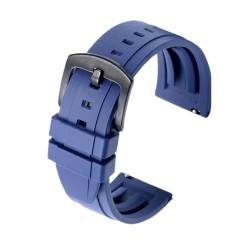 EDVENA Hochwertiges Fluorkautschuk-Uhrenarmband 18 Mm 19 Mm 20 Mm 21 Mm 22 Mm 24 Mm Sportarmband Schwarz Grün Armband Mit Schnellverschlussband (Color : BLUE, Size : 21mm silver buckle) von EDVENA