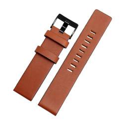 EDVENA Kuhlederband kompatibel mit Armband DZ7312 |DZ4323 |Dz7257. Mit Edelstahl-Pin-Schnallenriemen 24 26 27 28 30mm Flachband (Color : Brown black, Size : 24mm) von EDVENA