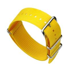 EDVENA Neues Geripptes Uhrenarmband 18 Mm 20 Mm 22 Mm Nylon-Uhrenarmbänder Stoffarmband Zubehör Uhrenarmband (Color : YELLOW, Size : 18mm) von EDVENA