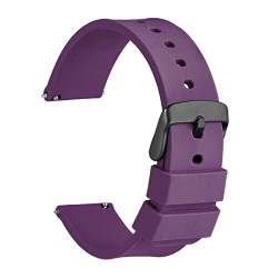 EDVENA Uhrenband 14mm 18mm 20mm 22mm 24mm Silikon Sport Watch Strap Herren Frauen Replementband Gummi Armband Edelstahlschnalle (Color : Purple, Size : 20mm) von EDVENA