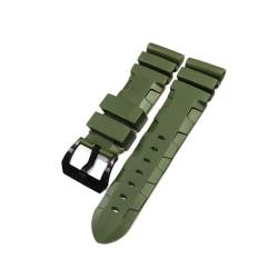 EDVENA Uhrenband mit Panerai kompatibel Taucher Pam 441 359 Weiche Silikonkautschuk 24mm 26mm Männer Uhrenarmbanduhr Zubehör Uhr Armband (Color : Green-Black Buckle, Size : 26mm) von EDVENA