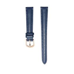 Echtes Leder Armband 14mm 16mm 18mm 20mm Weiche Uhr Band Einfache Uhrenband Womens Leder Armband Blaue Farbe (Color : Dark blue rose bk, Size : 14mm) von EDVENA