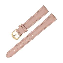 Echtes Leder Armband 14mm 16mm 18mm 20mm Weiche Uhr Band Einfache Uhrenband Womens Leder Armband Blaue Farbe (Color : Pink gold buckle, Size : 20mm) von EDVENA