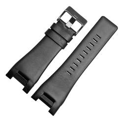 Echtes Leder-Uhr-Armband, kompatibel mit Diesel DZ1216 DZ1273 DZ4246 DZ4247 DZ4287 Armband Herren Armband Armbanduhren Notch Band 32mm (Color : Black-black B, Size : 32-18mm) von EDVENA