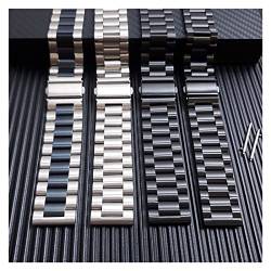 Edelstahlband kompatibel mit Fossil Gen 6 4. 4mm Gen6 Metallband kompatibel mit Fossil Gen 5e 4. 4mm / Gen 5 lte 4 5mm Smartwatch-Armband-Armband (Color : Black, Size : 22mm) von EDVENA