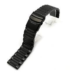 Luxus 22/20 / 24mm Solid Milan Link Edelstahl Uhrenarmband Faltschließe Sicherheitsuhren Strap Armband Ersatz (Color : Black, Size : 22mm) von EDVENA