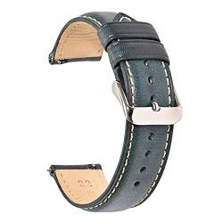 Ölgegerbtes Leder 22mm 20mm 18mm Uhrenband Schnellspanner Uhr Bandband Braun Kompatibel mit Männern Frauen Kompatibel mit Fossil (Color : Dark blue-S, Size : 20mm) von EDVENA