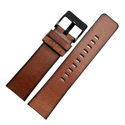 Retro Echtes Lederarmband Kompatibel mit Diesel DZ4343 DZ4323 DZ7406. Uhrenband Vintage italienisches Leder 22mm 24mm 26mm Männer Armband (Color : Brown black clasp, Size : 26mm) von EDVENA