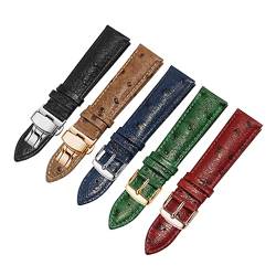 Straußmuster Echtes Lederband 12 13 14 15 16 17 18 19 20 21 22 24mm rotes grünes Armband kompatibel mit Tissot DW. Mido Ck Watch-Kette (Color : Purple Green, Size : 24mm) von EDVENA