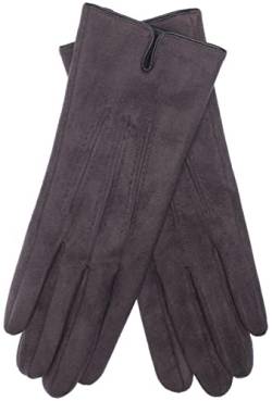 EEM Damen Handschuhe 100% vegan, Velours Optik, weiches elastisches Material, kuscheliges Teddyfleece, anthra onesize von EEM Fashion