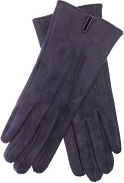 EEM Damen Handschuhe 100% vegan, Velours Optik, weiches elastisches Material, kuscheliges Teddyfleece, marine onesize von EEM Fashion