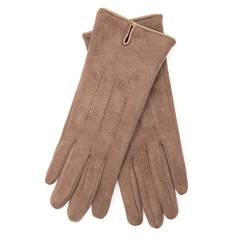 EEM Damen Handschuhe 100% vegan, Velours Optik, weiches elastisches Material, kuscheliges Teddyfleece, taupe onesize von EEM Fashion